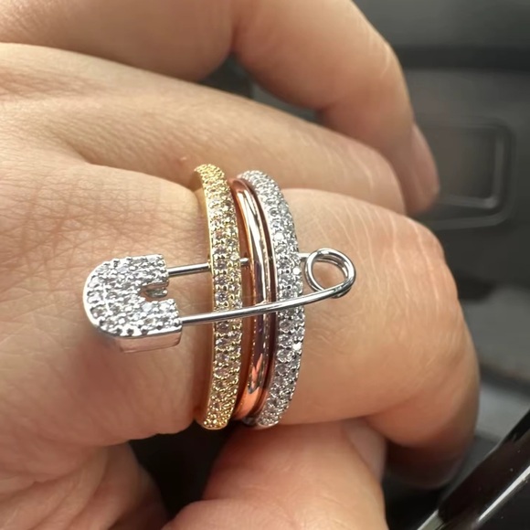 Trinity Gold Silver Rose Gold Statement Ring - Picture 1 of 16